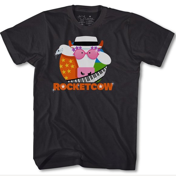 Rocket Man cows  black Tee - Picture 1 of 8